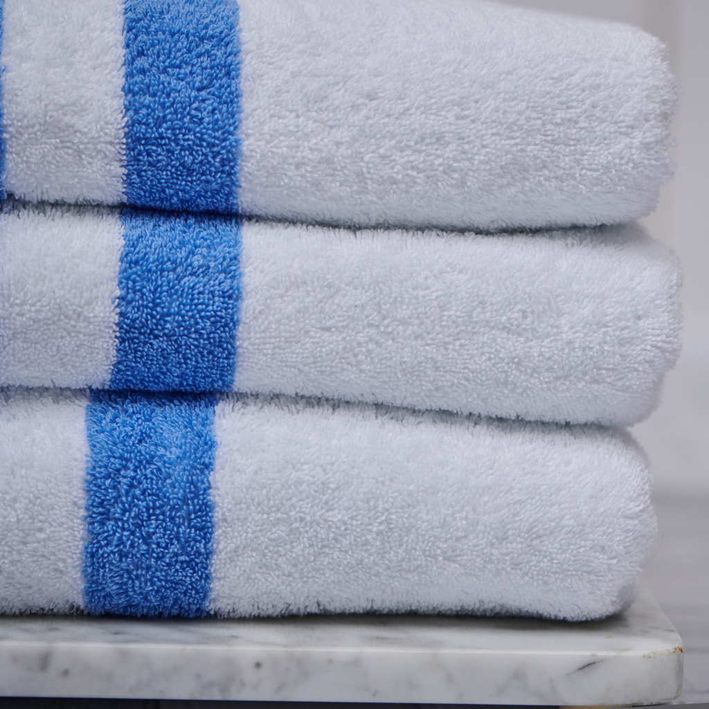 Close look on Indulgence Pool Towel Blue stripe
