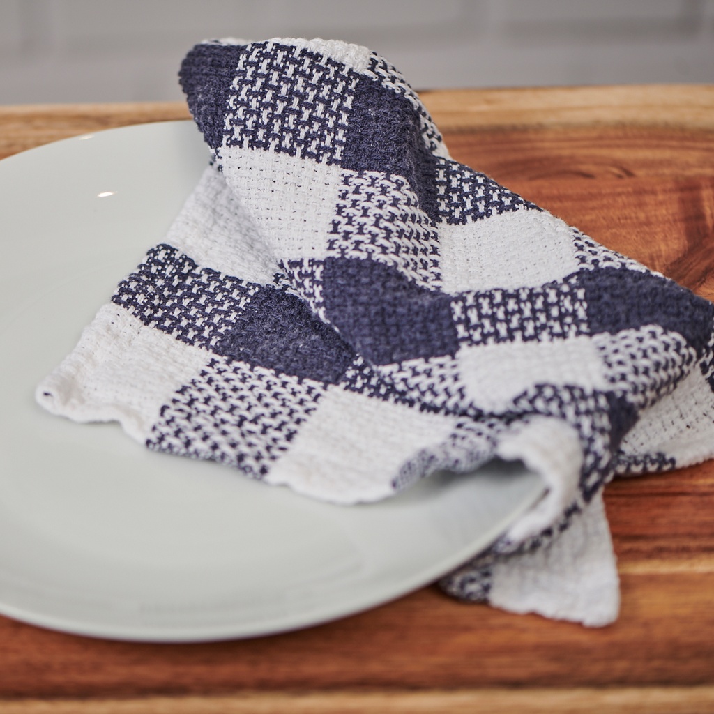 Retreat Dish Towels Checkered Blue Dishcloth